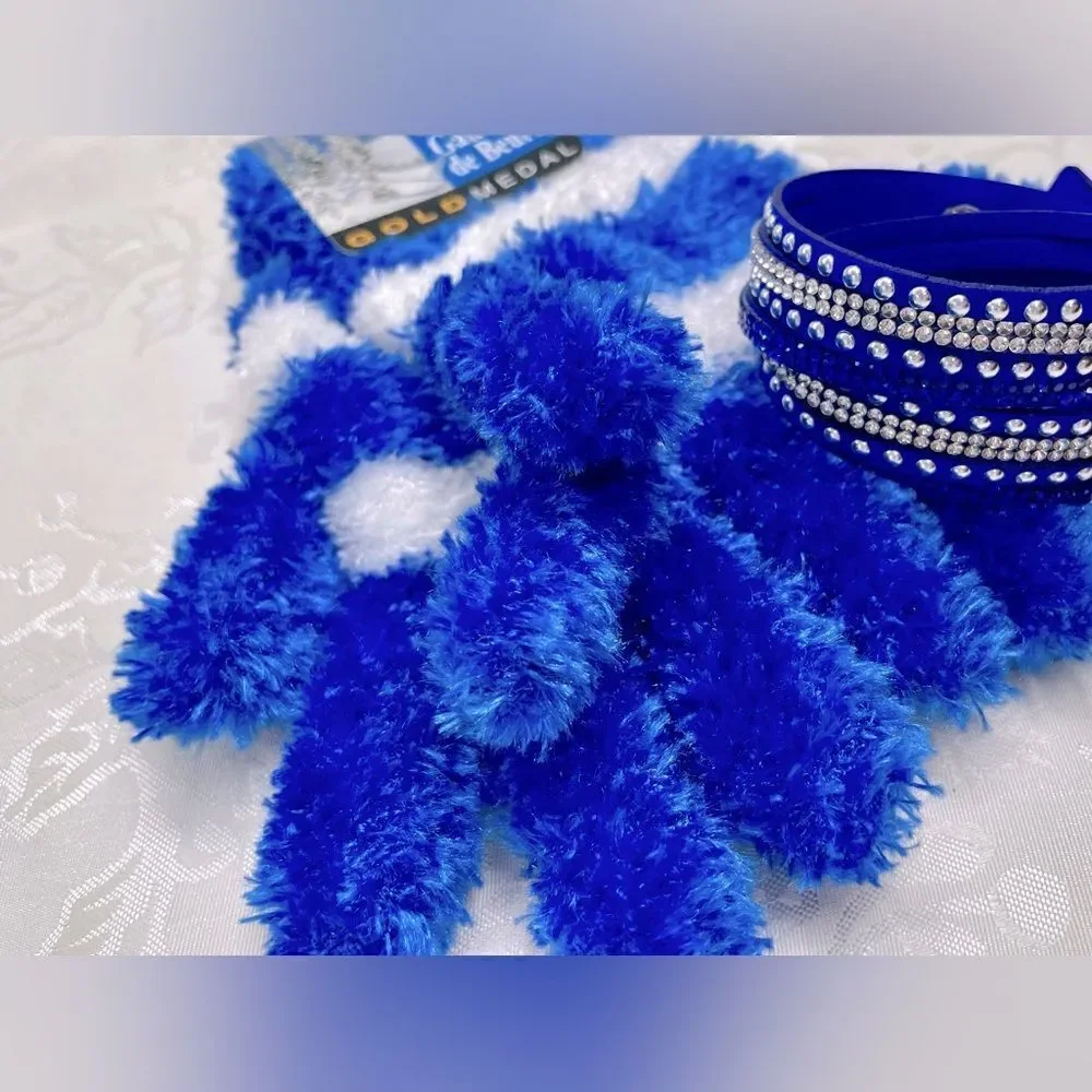 Blue Monday 2-piece Lot: Gold Medal Butter Fuzzy Gloves & Double-wrap Wristband